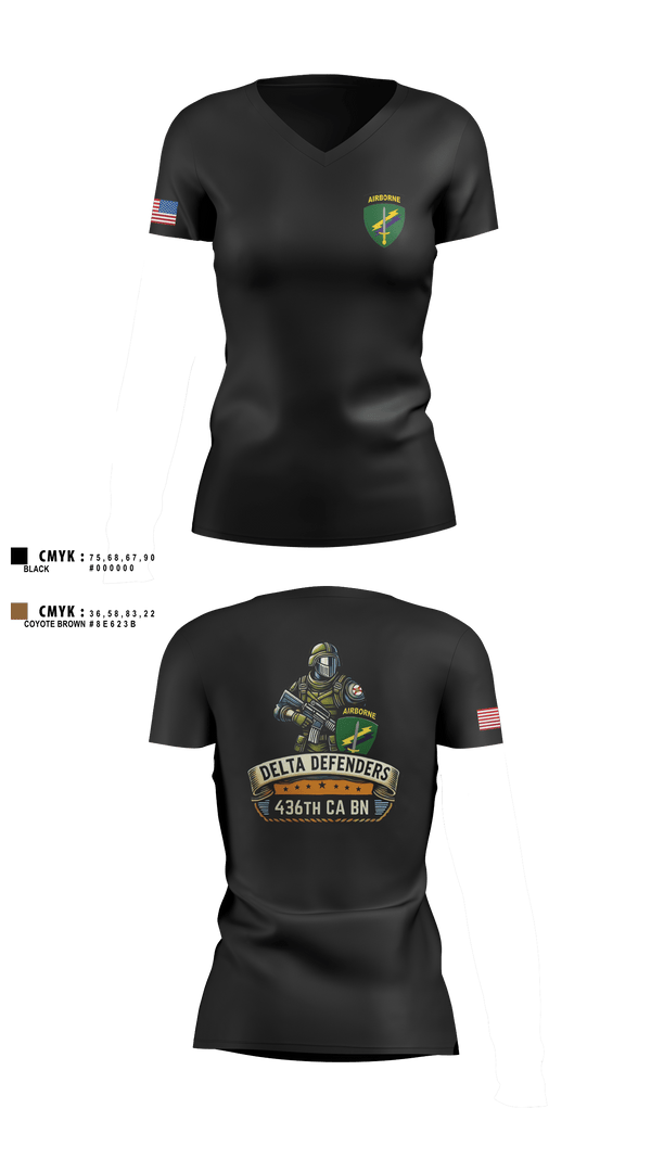 Womens Short Sleeve Vneck Shirt, D Co 436th CA BN, , Teamtime, Team time, sublimation, custom sports apparel, team uniforms, spirit wear, spiritwear, sports uniforms, custom shirts, team store, custom team store, fundraiser sports, apparel fundraiser