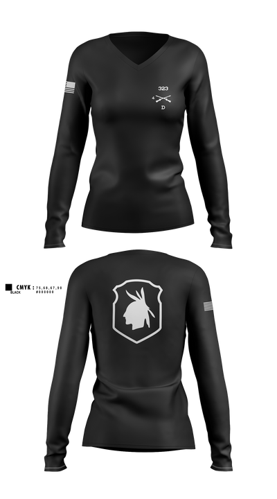D 4-323 7608316 Women's Long Sleeve V-neck Shirt - 5