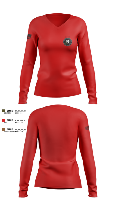C CO 2-13th AVN REGT 33503079 Women's Long Sleeve V-neck Shirt - 3
