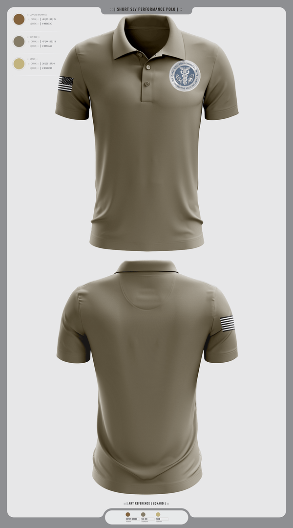 Short Sleeve Performance Polo, PREVENTATIVE MEDICINE, , Teamtime, Team time, sublimation, custom sports apparel, team uniforms, spirit wear, spiritwear, sports uniforms, custom shirts, team store, custom team store, fundraiser sports, apparel fundraiser