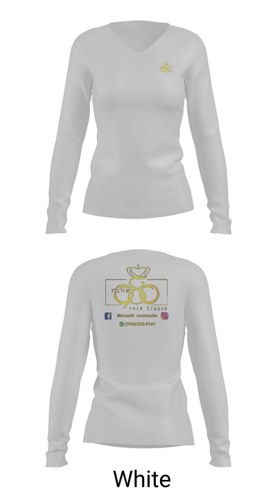Nine80 78489102 Women's Long Sleeve V-neck Shirt - 16
