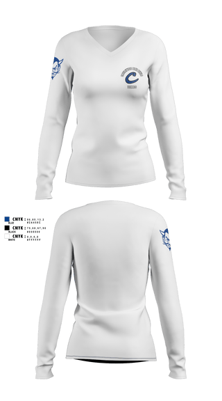 Womens Long Sleeve Vneck Shirt, Castlewood Blue Devils, Tennis, Teamtime, Team time, sublimation, custom sports apparel, team uniforms, spirit wear, spiritwear, sports uniforms, custom shirts, team store, custom team store, fundraiser sports, apparel fundraiser