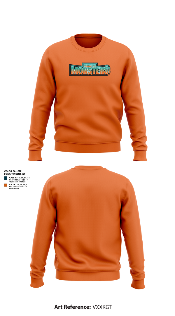 Crew Neck Sweatshirt, Midwest Monsters, Men's Basketball, Teamtime, Team time, sublimation, custom sports apparel, team uniforms, spirit wear, spiritwear, sports uniforms, custom shirts, team store, custom team store, fundraiser sports, apparel fundraiser