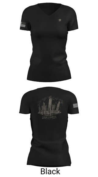 Womens Short Sleeve Vneck Shirt, Cook County Sheriff’s Department, , Teamtime, Team time, sublimation, custom sports apparel, team uniforms, spirit wear, spiritwear, sports uniforms, custom shirts, team store, custom team store, fundraiser sports, apparel fundraiser