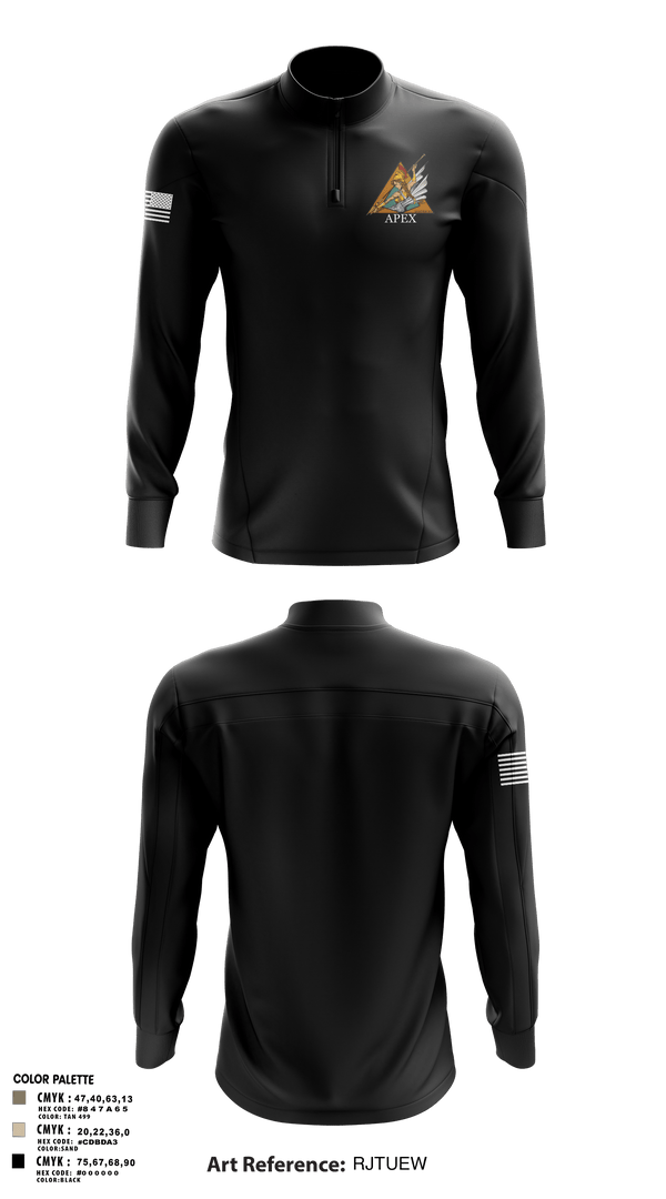 Quarter Zip Jacket, Apex, 502d IEW BN, Army, Teamtime, Team time, sublimation, custom sports apparel, team uniforms, spirit wear, spiritwear, sports uniforms, custom shirts, team store, custom team store, fundraiser sports, apparel fundraiser