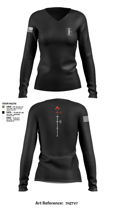 WIARNG Marksmanship 12854544 Women's Long Sleeve V-neck Shirt - 110