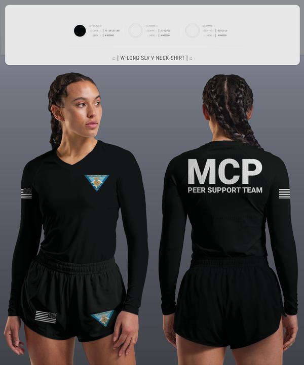 Womens Long Sleeve Vneck Shirt, Montgomery County Police Peer Support Team, Police, Teamtime, Team time, sublimation, custom sports apparel, team uniforms, spirit wear, spiritwear, sports uniforms, custom shirts, team store, custom team store, fundraiser sports, apparel fundraiser