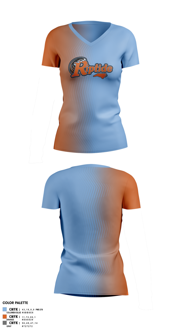 Womens Short Sleeve Vneck Shirt, Carolina Riptide, Baseball, Teamtime, Team time, sublimation, custom sports apparel, team uniforms, spirit wear, spiritwear, sports uniforms, custom shirts, team store, custom team store, fundraiser sports, apparel fundraiser