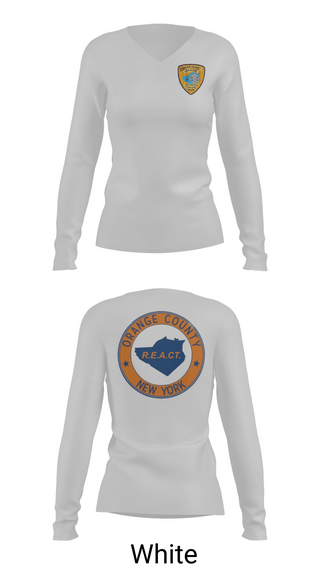 Womens Long Sleeve Vneck Shirt, Orange County REACT, , Teamtime, Team time, sublimation, custom sports apparel, team uniforms, spirit wear, spiritwear, sports uniforms, custom shirts, team store, custom team store, fundraiser sports, apparel fundraiser