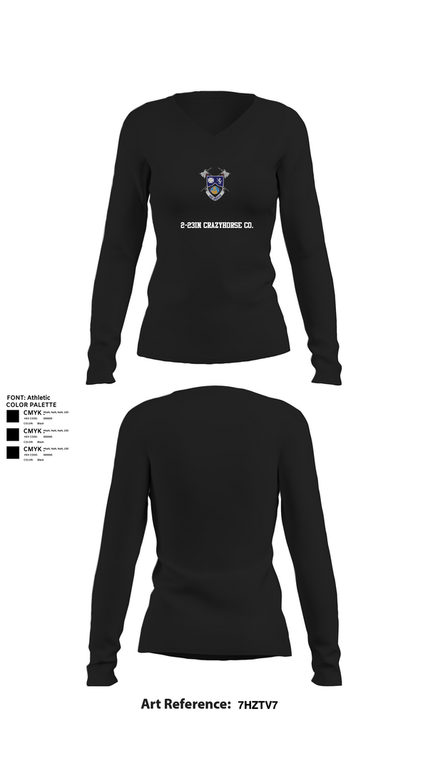 Womens Long Sleeve Vneck Shirt, 2-23IN CRAZYHORSE CO., , Teamtime, Team time, sublimation, custom sports apparel, team uniforms, spirit wear, spiritwear, sports uniforms, custom shirts, team store, custom team store, fundraiser sports, apparel fundraiser