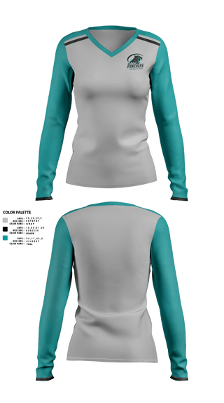 Womens Long Sleeve Vneck Shirt, MidCrest Panthers, , Teamtime, Team time, sublimation, custom sports apparel, team uniforms, spirit wear, spiritwear, sports uniforms, custom shirts, team store, custom team store, fundraiser sports, apparel fundraiser