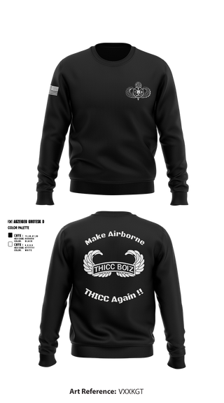 Crew Neck Sweatshirt, THICC BOIZ, Army, Teamtime, Team time, sublimation, custom sports apparel, team uniforms, spirit wear, spiritwear, sports uniforms, custom shirts, team store, custom team store, fundraiser sports, apparel fundraiser