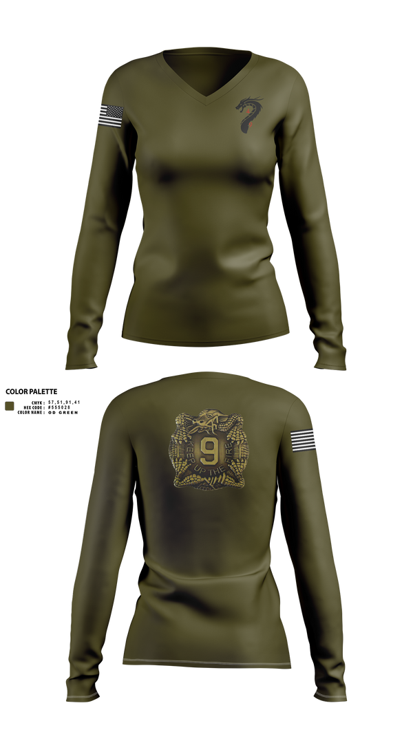Womens Long Sleeve Vneck Shirt, 4-9 Infantry 4/2SBCT, , Teamtime, Team time, sublimation, custom sports apparel, team uniforms, spirit wear, spiritwear, sports uniforms, custom shirts, team store, custom team store, fundraiser sports, apparel fundraiser