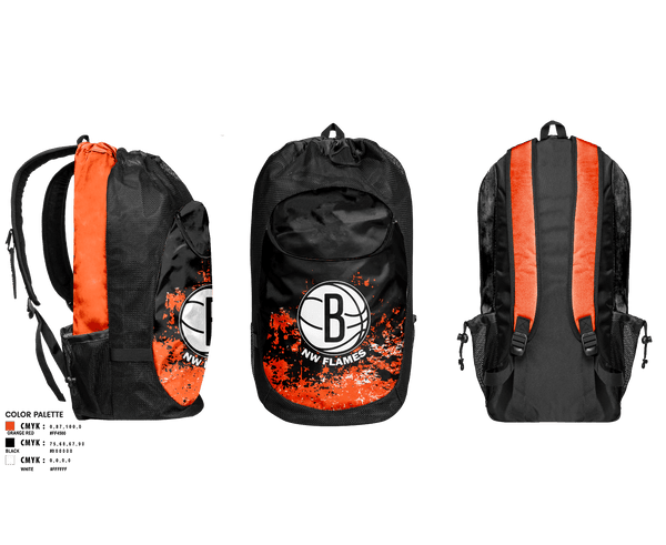 Gear Bag, NW FLAMES, Men's Basketball, Teamtime, Team time, sublimation, custom sports apparel, team uniforms, spirit wear, spiritwear, sports uniforms, custom shirts, team store, custom team store, fundraiser sports, apparel fundraiser