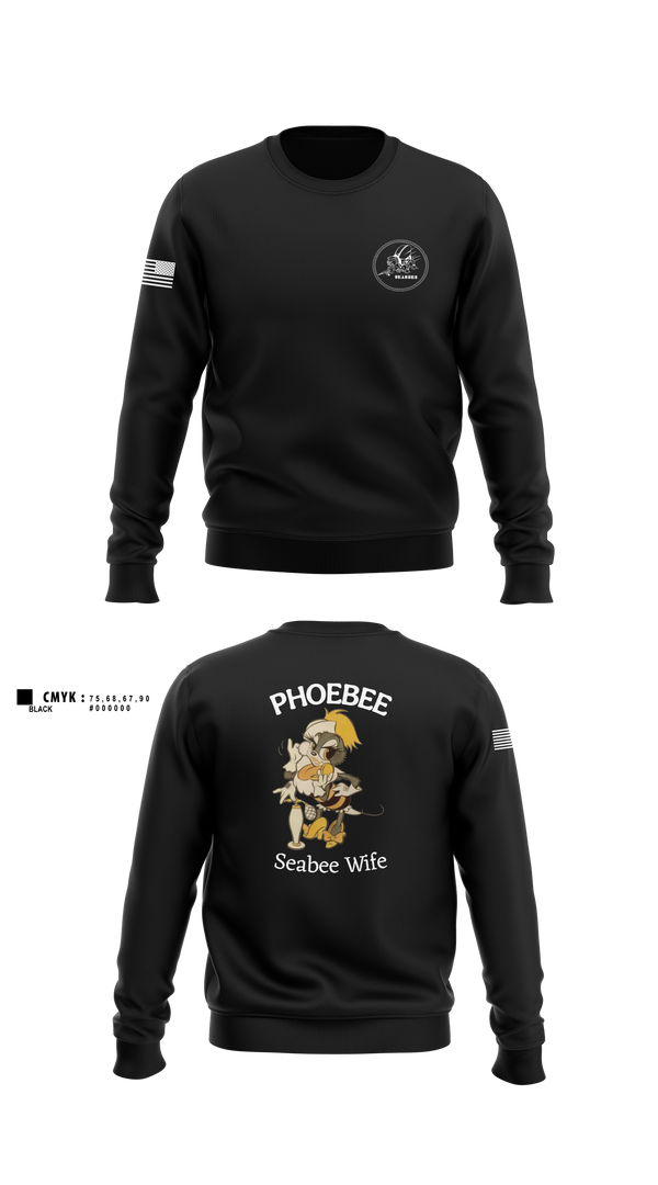 Crew Neck Sweatshirt, Seabee Wifes, Navy, Teamtime, Team time, sublimation, custom sports apparel, team uniforms, spirit wear, spiritwear, sports uniforms, custom shirts, team store, custom team store, fundraiser sports, apparel fundraiser