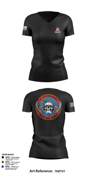 Womens Short Sleeve Vneck Shirt, A Co, 2-13th Aviation Regiment, , Teamtime, Team time, sublimation, custom sports apparel, team uniforms, spirit wear, spiritwear, sports uniforms, custom shirts, team store, custom team store, fundraiser sports, apparel fundraiser