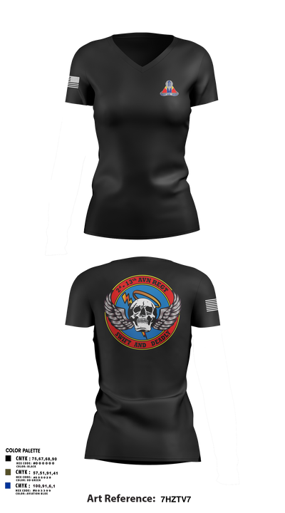 A Co, 2-13th Aviation Regiment 86069312 Women's Short Sleeve V-neck Shirt - 16