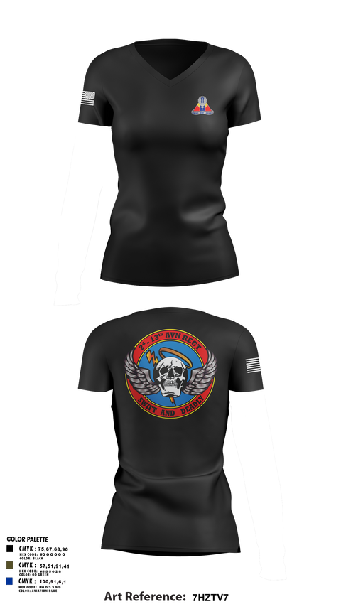 Womens Short Sleeve Vneck Shirt, A Co, 2-13th Aviation Regiment, , Teamtime, Team time, sublimation, custom sports apparel, team uniforms, spirit wear, spiritwear, sports uniforms, custom shirts, team store, custom team store, fundraiser sports, apparel fundraiser