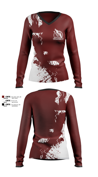 Womens Long Sleeve Vneck Shirt, AYSO 665, Spirit Store, Teamtime, Team time, sublimation, custom sports apparel, team uniforms, spirit wear, spiritwear, sports uniforms, custom shirts, team store, custom team store, fundraiser sports, apparel fundraiser