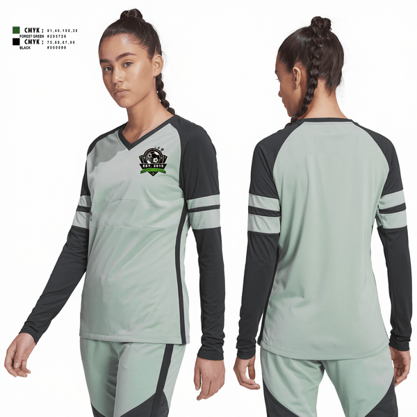 Womens Long Sleeve Vneck Shirt, Ridgecrest Republic FC, Women's Soccer, Teamtime, Team time, sublimation, custom sports apparel, team uniforms, spirit wear, spiritwear, sports uniforms, custom shirts, team store, custom team store, fundraiser sports, apparel fundraiser