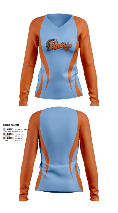 Carolina Riptide 96091150 Women's Long Sleeve V-neck Shirt - 10