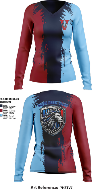 Womens Long Sleeve Vneck Shirt, Valor, , Teamtime, Team time, sublimation, custom sports apparel, team uniforms, spirit wear, spiritwear, sports uniforms, custom shirts, team store, custom team store, fundraiser sports, apparel fundraiser