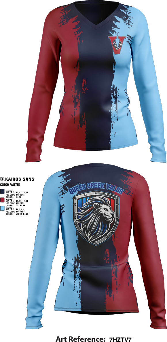 Womens Long Sleeve Vneck Shirt, Valor, , Teamtime, Team time, sublimation, custom sports apparel, team uniforms, spirit wear, spiritwear, sports uniforms, custom shirts, team store, custom team store, fundraiser sports, apparel fundraiser