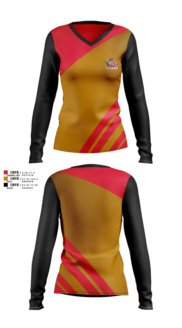 Womens Long Sleeve Vneck Shirt, Cesar Chavez Titans Tennis, Tennis, Teamtime, Team time, sublimation, custom sports apparel, team uniforms, spirit wear, spiritwear, sports uniforms, custom shirts, team store, custom team store, fundraiser sports, apparel fundraiser