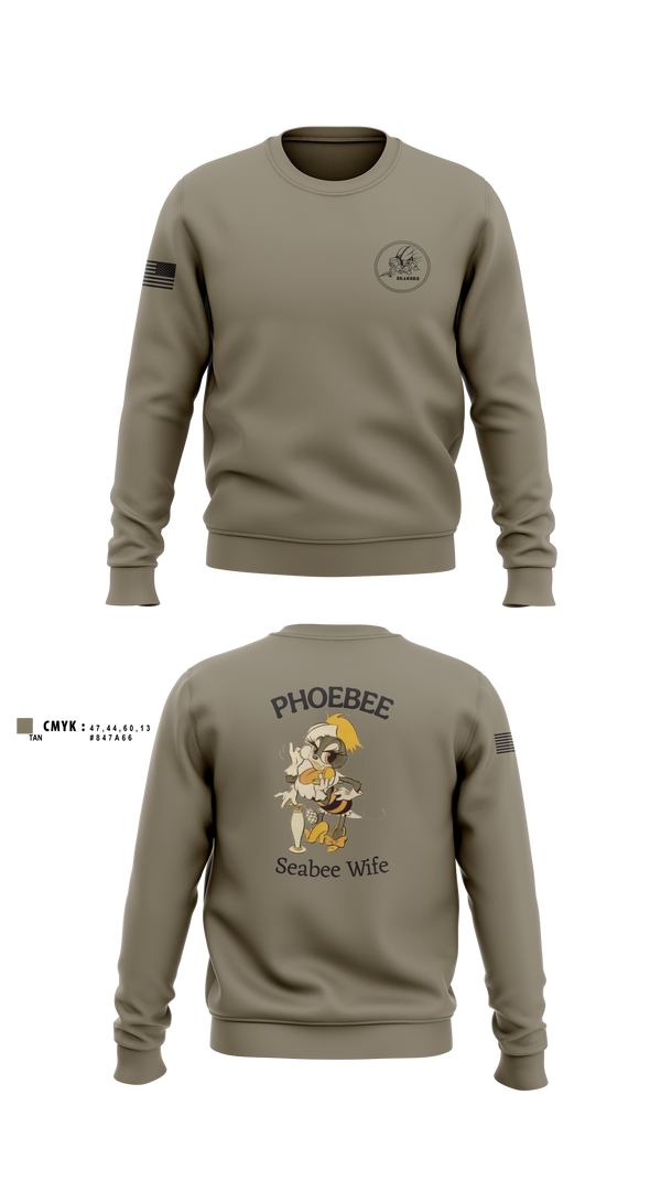 Crew Neck Sweatshirt, Seabee Wifes, Navy, Teamtime, Team time, sublimation, custom sports apparel, team uniforms, spirit wear, spiritwear, sports uniforms, custom shirts, team store, custom team store, fundraiser sports, apparel fundraiser
