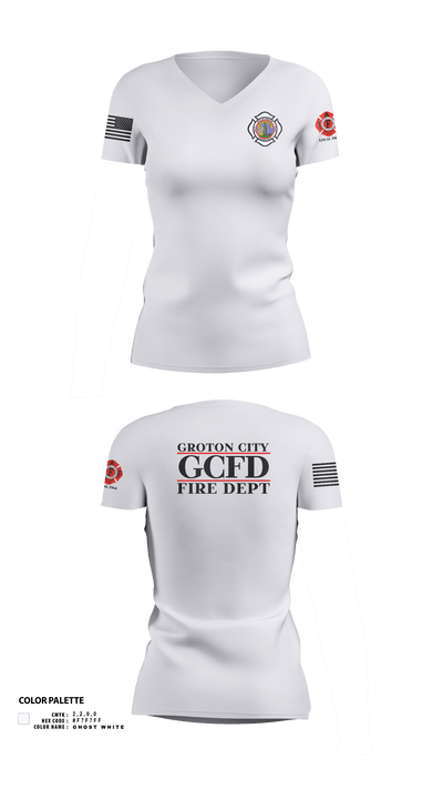 Groton City Fire Department 94427671 Women's Short Sleeve V-neck Shirt - 2