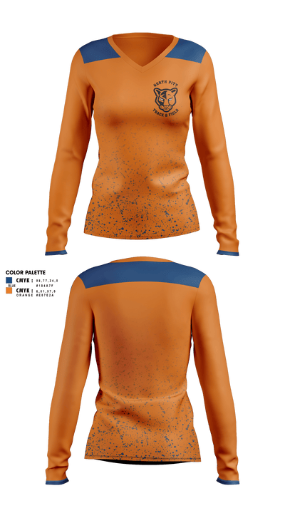 North Pitt High School Track and Field 81269617 Women's Long Sleeve V-neck Shirt - 1