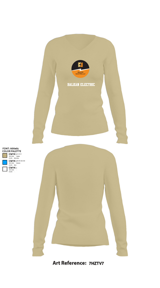 Womens Long Sleeve Vneck Shirt, Balkan Electric, , Teamtime, Team time, sublimation, custom sports apparel, team uniforms, spirit wear, spiritwear, sports uniforms, custom shirts, team store, custom team store, fundraiser sports, apparel fundraiser