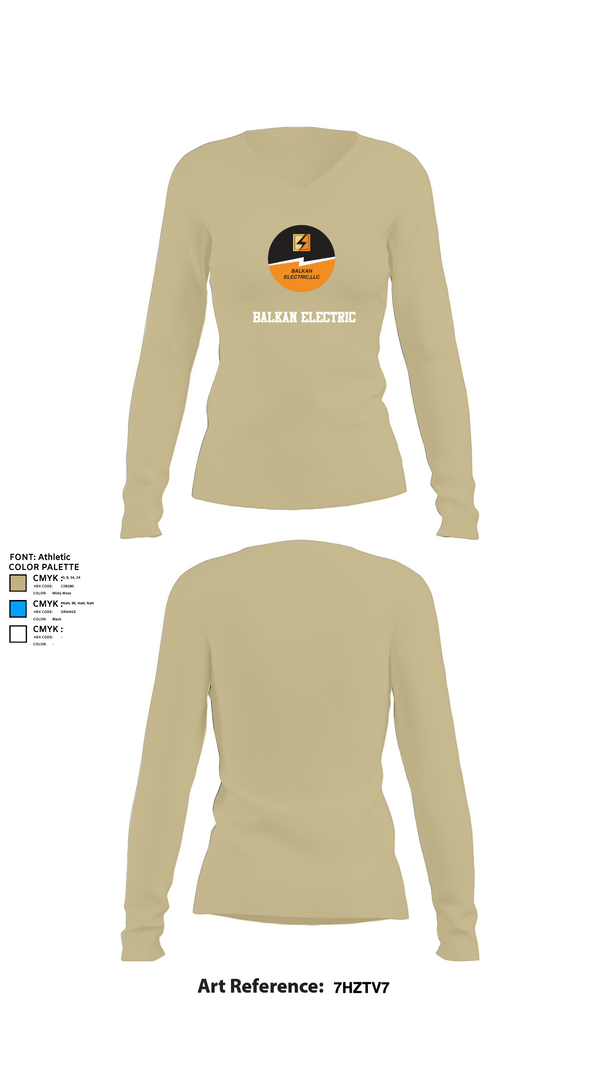 Womens Long Sleeve Vneck Shirt, Balkan Electric, , Teamtime, Team time, sublimation, custom sports apparel, team uniforms, spirit wear, spiritwear, sports uniforms, custom shirts, team store, custom team store, fundraiser sports, apparel fundraiser
