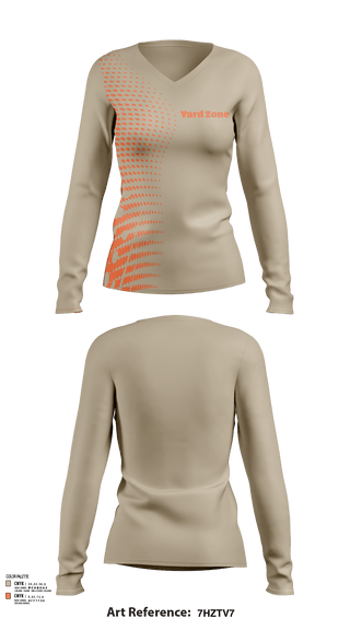 Womens Long Sleeve Vneck Shirt, Yard Zone, , Teamtime, Team time, sublimation, custom sports apparel, team uniforms, spirit wear, spiritwear, sports uniforms, custom shirts, team store, custom team store, fundraiser sports, apparel fundraiser