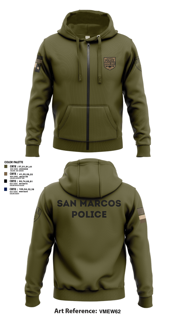 Zip Hoodie, San Marcos Police Drone Unit, Police, Teamtime, Team time, sublimation, custom sports apparel, team uniforms, spirit wear, spiritwear, sports uniforms, custom shirts, team store, custom team store, fundraiser sports, apparel fundraiser