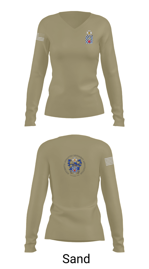 Womens Long Sleeve Vneck Shirt, 1st Battalion, 16th Infantry Regiment, , Teamtime, Team time, sublimation, custom sports apparel, team uniforms, spirit wear, spiritwear, sports uniforms, custom shirts, team store, custom team store, fundraiser sports, apparel fundraiser