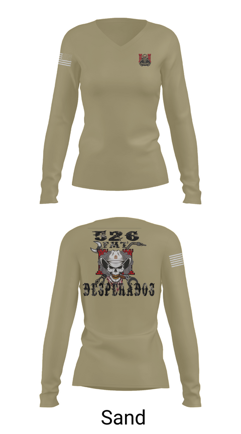 Womens Long Sleeve Vneck Shirt, 526th ECC Desperados FMT, , Teamtime, Team time, sublimation, custom sports apparel, team uniforms, spirit wear, spiritwear, sports uniforms, custom shirts, team store, custom team store, fundraiser sports, apparel fundraiser