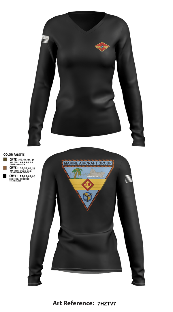 Womens Long Sleeve Vneck Shirt, 2nd MAW, , Teamtime, Team time, sublimation, custom sports apparel, team uniforms, spirit wear, spiritwear, sports uniforms, custom shirts, team store, custom team store, fundraiser sports, apparel fundraiser