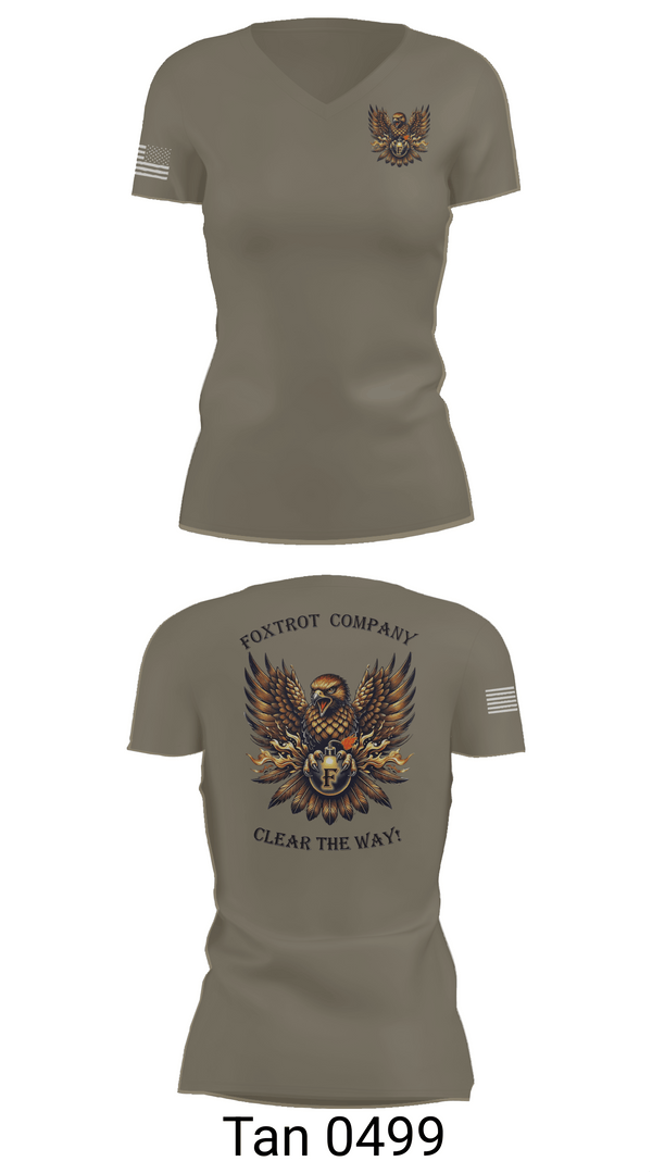 Womens Short Sleeve Vneck Shirt, Foxtrot Company, 832nd OD BN, Army, Teamtime, Team time, sublimation, custom sports apparel, team uniforms, spirit wear, spiritwear, sports uniforms, custom shirts, team store, custom team store, fundraiser sports, apparel fundraiser