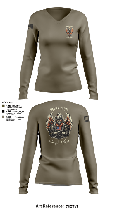F CO, 229th MI BN Women's Long Sleeve V-neck Shirt - 2
