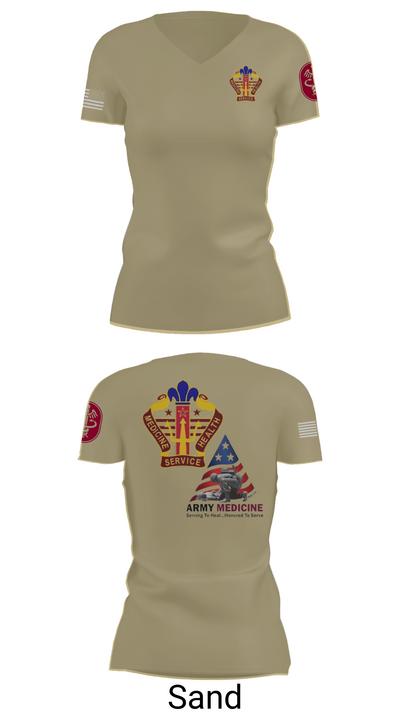 USA MEDDAC KAHC 77066596 Women's Short Sleeve V-neck Shirt - 88