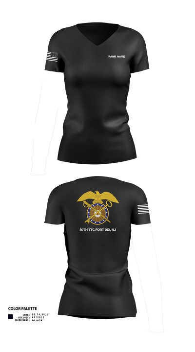 80th TTC 75224066 Women's Short Sleeve V-neck Shirt - 1