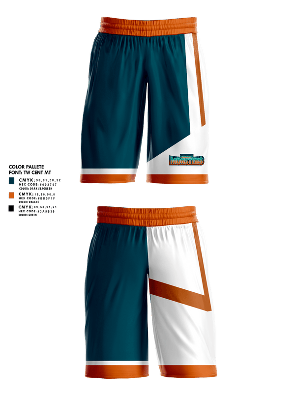 Womens Basketball Shorts, Midwest Monsters, Men's Basketball, Teamtime, Team time, sublimation, custom sports apparel, team uniforms, spirit wear, spiritwear, sports uniforms, custom shirts, team store, custom team store, fundraiser sports, apparel fundraiser