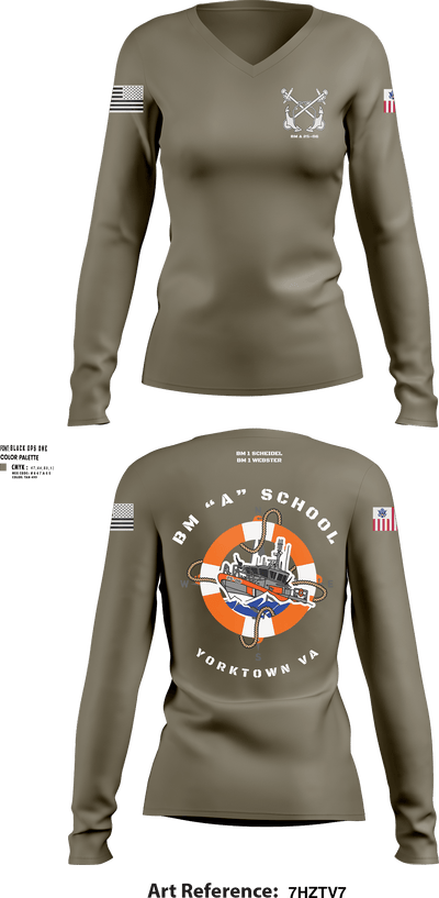 BM “A” 25-06 10728160 Women's Long Sleeve V-neck Shirt - 107
