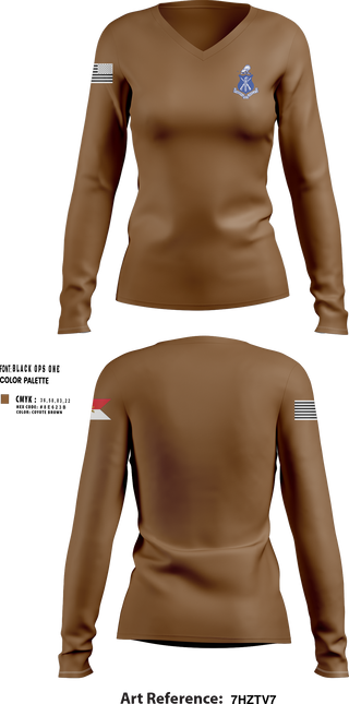 Womens Long Sleeve Vneck Shirt, Pershing Rifles Troop L-1, , Teamtime, Team time, sublimation, custom sports apparel, team uniforms, spirit wear, spiritwear, sports uniforms, custom shirts, team store, custom team store, fundraiser sports, apparel fundraiser