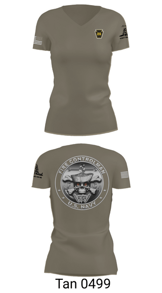 Womens Short Sleeve Vneck Shirt, Fire Controlman, Navy, Teamtime, Team time, sublimation, custom sports apparel, team uniforms, spirit wear, spiritwear, sports uniforms, custom shirts, team store, custom team store, fundraiser sports, apparel fundraiser