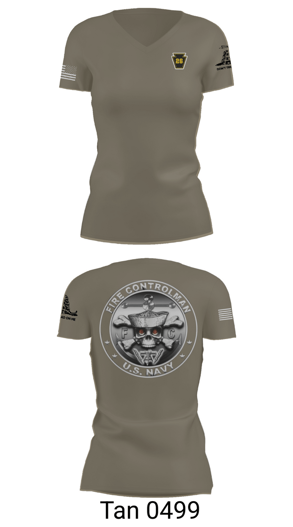 Womens Short Sleeve Vneck Shirt, Fire Controlman, Navy, Teamtime, Team time, sublimation, custom sports apparel, team uniforms, spirit wear, spiritwear, sports uniforms, custom shirts, team store, custom team store, fundraiser sports, apparel fundraiser