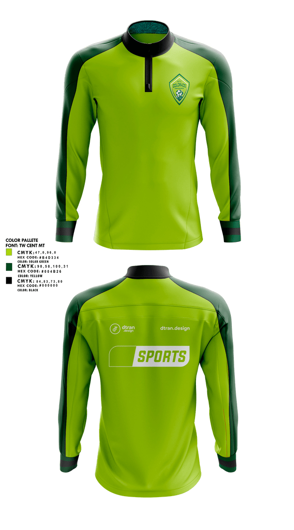 Quarter Zip Jacket, AFC Colorado Dragons, Men's Soccer, Teamtime, Team time, sublimation, custom sports apparel, team uniforms, spirit wear, spiritwear, sports uniforms, custom shirts, team store, custom team store, fundraiser sports, apparel fundraiser