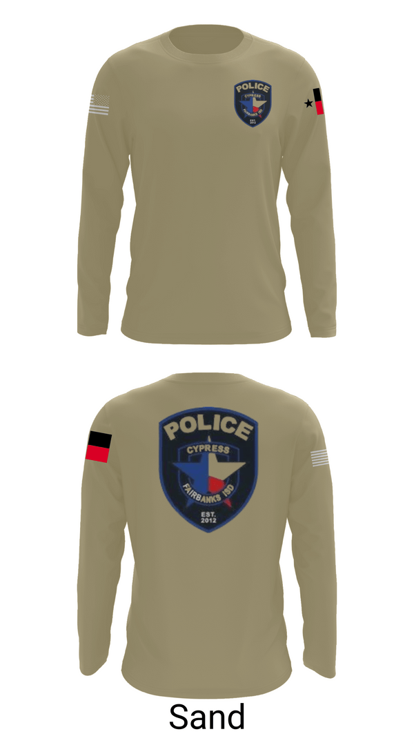 Long Sleeve Performance Shirt, Cypress- Fairbanks ISD Police Department, Police, Teamtime, Team time, sublimation, custom sports apparel, team uniforms, spirit wear, spiritwear, sports uniforms, custom shirts, team store, custom team store, fundraiser sports, apparel fundraiser