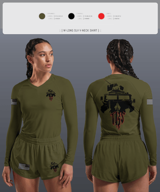 Womens Long Sleeve Vneck Shirt, The Basic School, Marines, Teamtime, Team time, sublimation, custom sports apparel, team uniforms, spirit wear, spiritwear, sports uniforms, custom shirts, team store, custom team store, fundraiser sports, apparel fundraiser